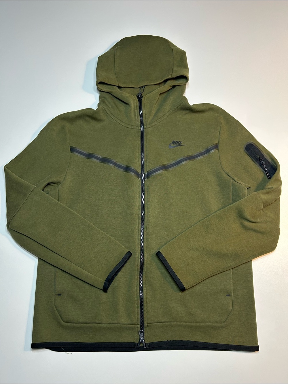 Nike Tech Fleece Windrunner Full Zip Hoodie Olive Green Track Jacket Mens
